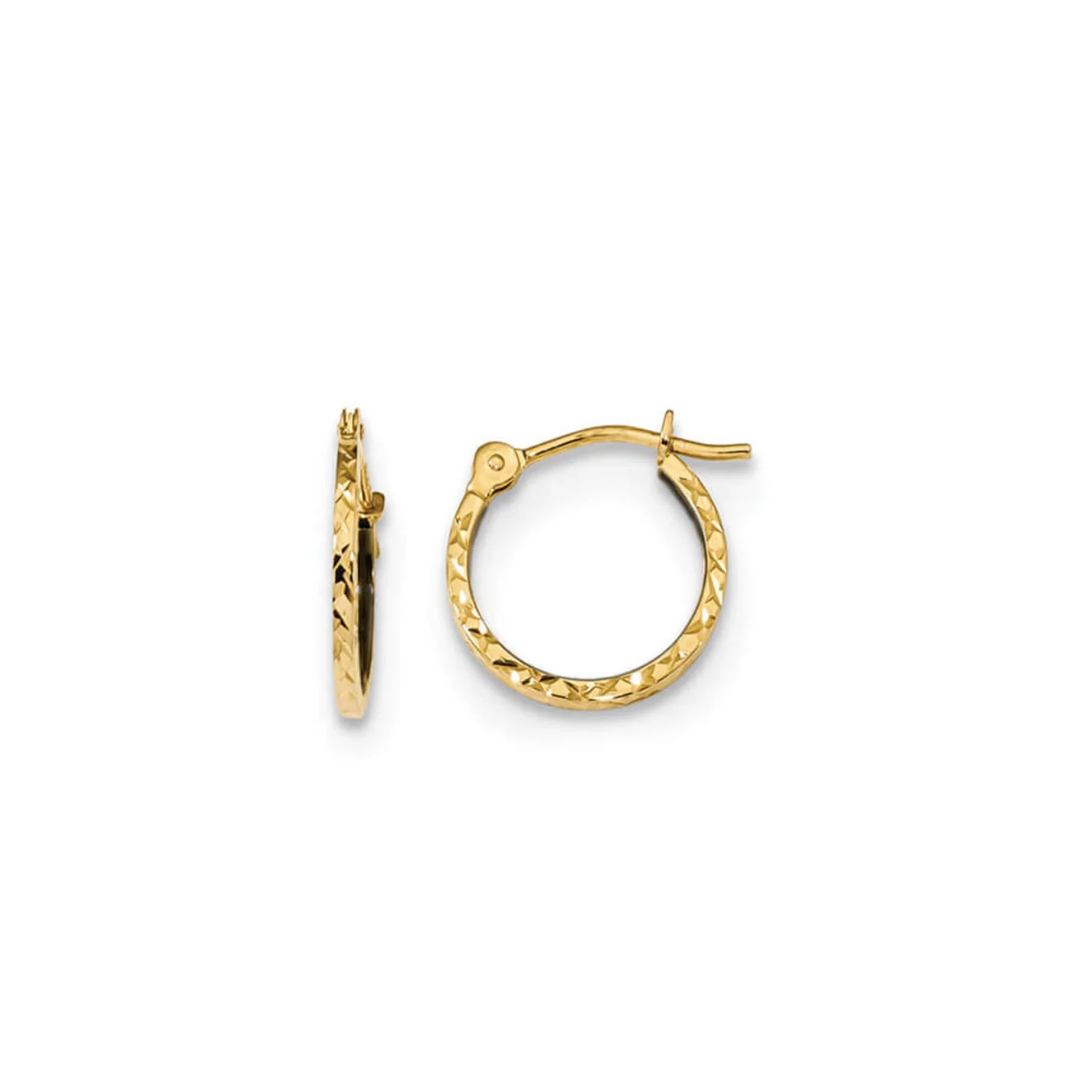 Gold & Honey Petite Diamond Cut Huggies Gold and Black Enamel