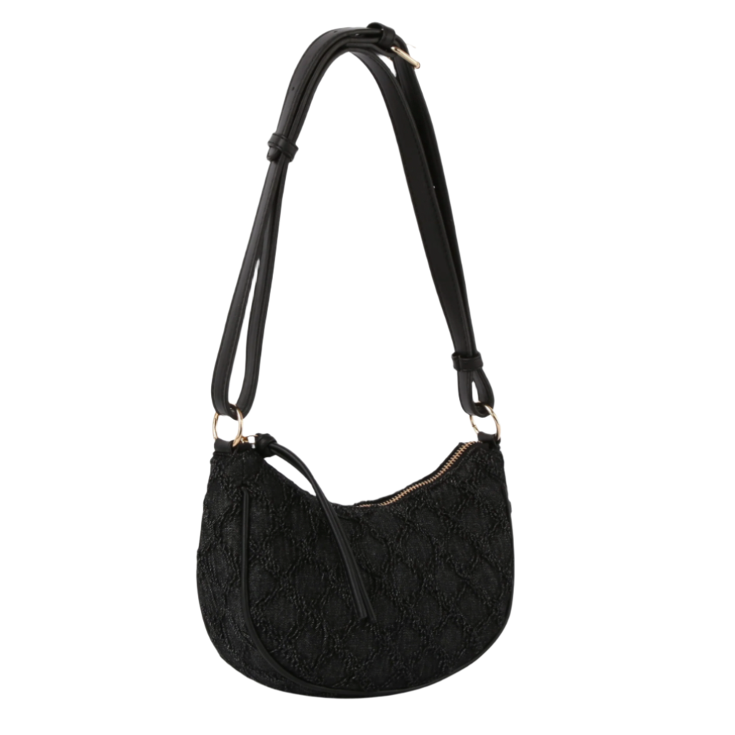 ACE Halfmoon Fashion Messenger Bag Black Denim