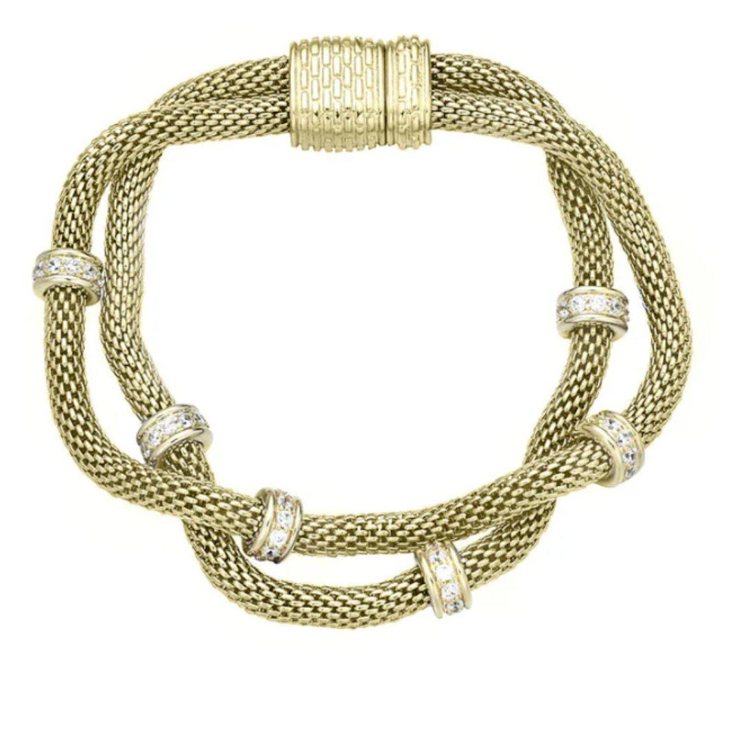 Silver Houston Double Bangle Magnetic Bracelet