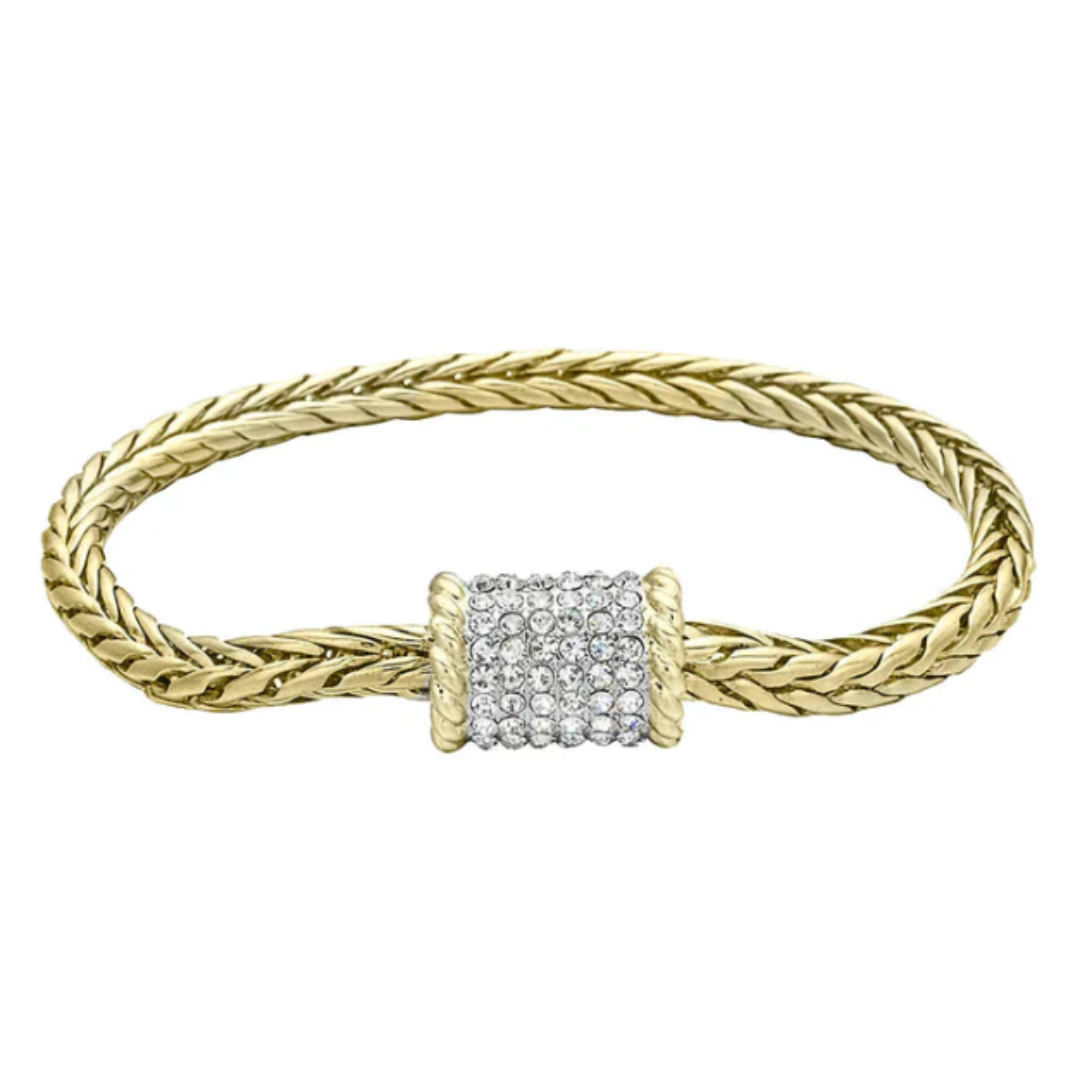 Silver Houston Two Tone Magnetic Bangle Bracelet
