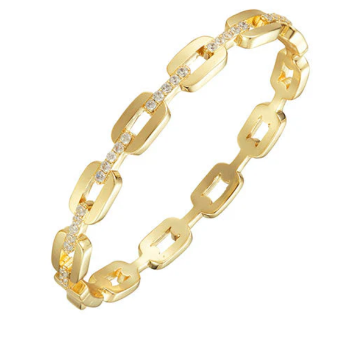 Silver Houston Push Lock Chain Bangle Bracelet