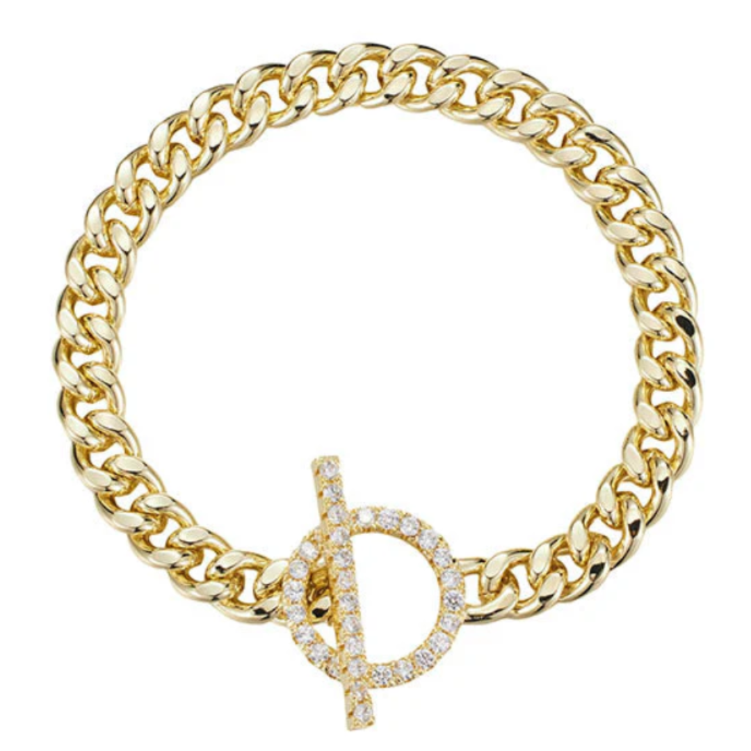 Silver Houston Curb Link Toggle Lock Bracelet