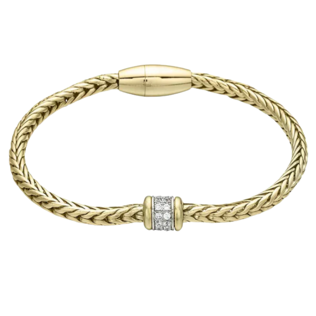Silver Houston Two Tone Magnetic Smaller Bangle Bracelet