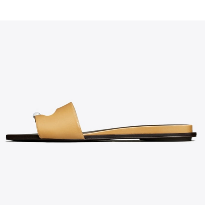 Tory Burch Pierced Slide Crinkle Patent Leather