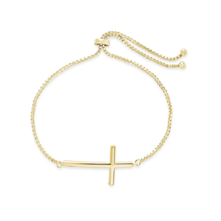 Sterling Forever Polished Cross Bolo Bracelet