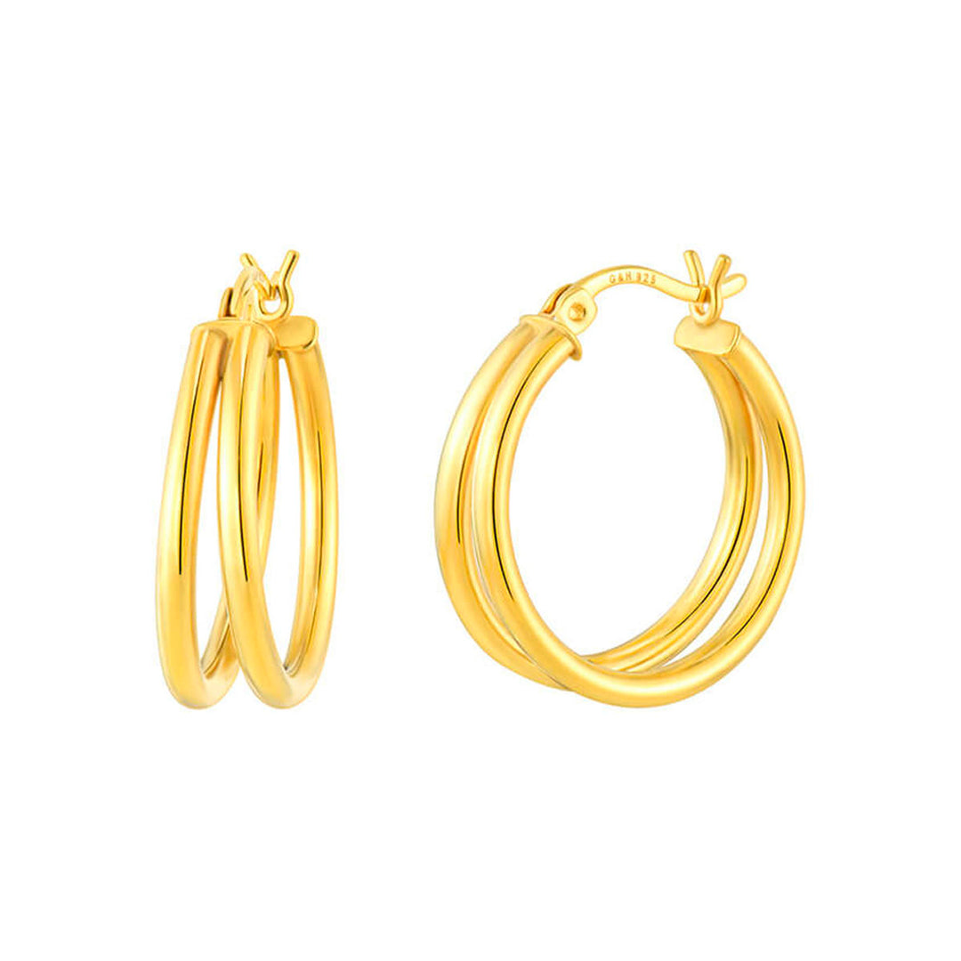 Gold & Honey Double Hoops