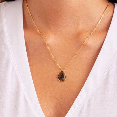 Gorjana Power Gemstone Aura Necklace for Balance Gold / Labradorite
