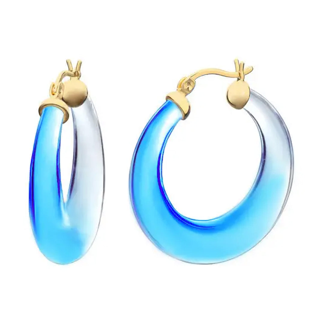 Gold & Honey Clear Graduated Hoops Aqua