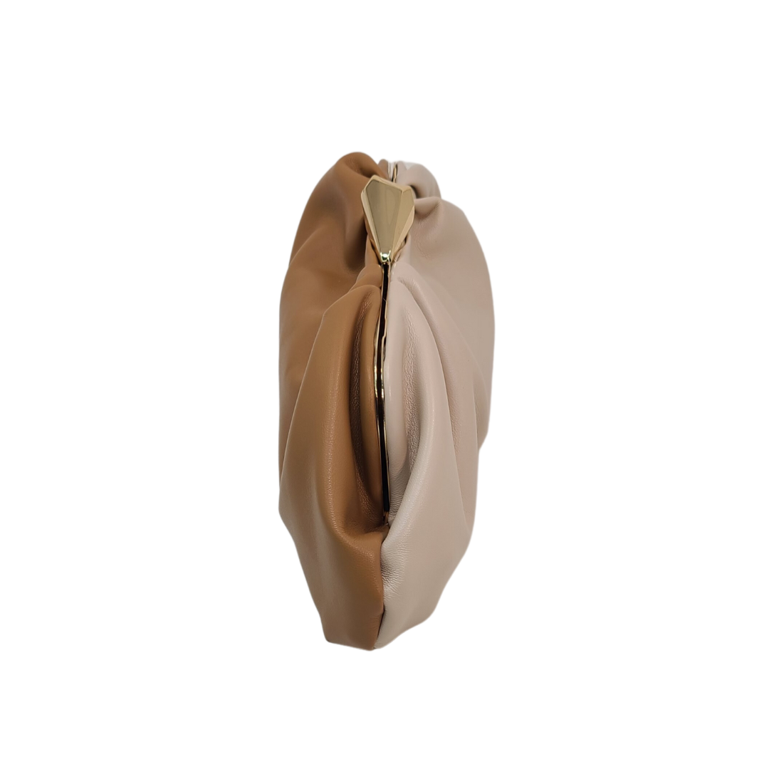 42 Gold Two-Tone Clutch Bone/Camel