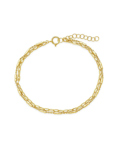 Sterling Forever Delicate 2 Layer Chain Bracelet
