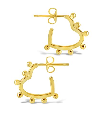 Sterling Forever Studded Heart Hoop Earrings