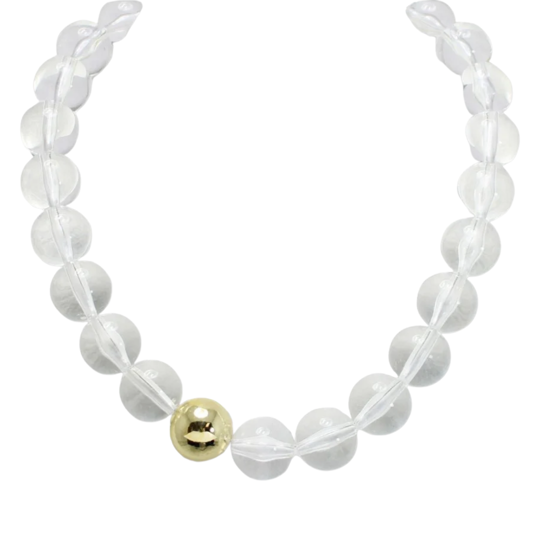 Good Feelings Chunky Marble Beaded Necklace With Gold Accent