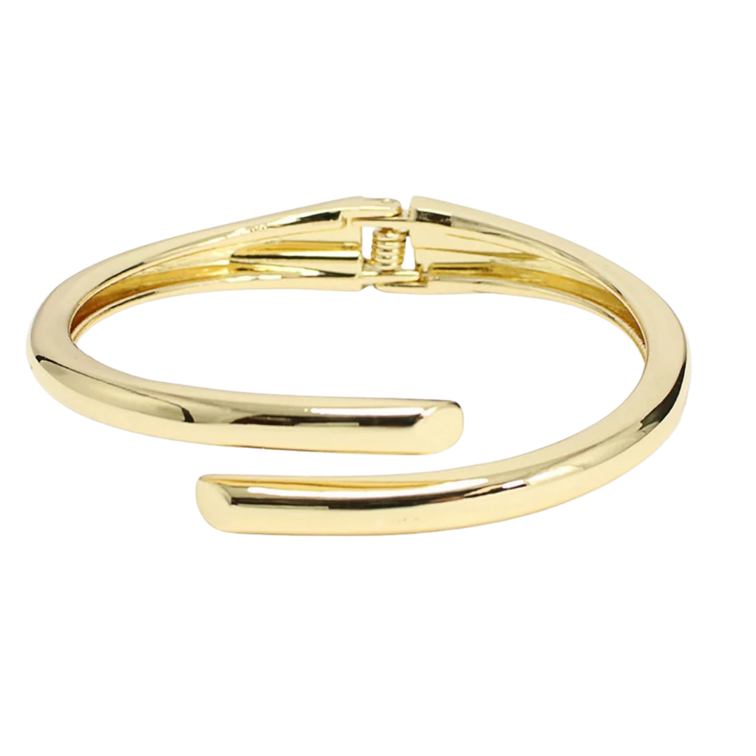 Good Feelings Hinged Metal Open Bangle Bracelet