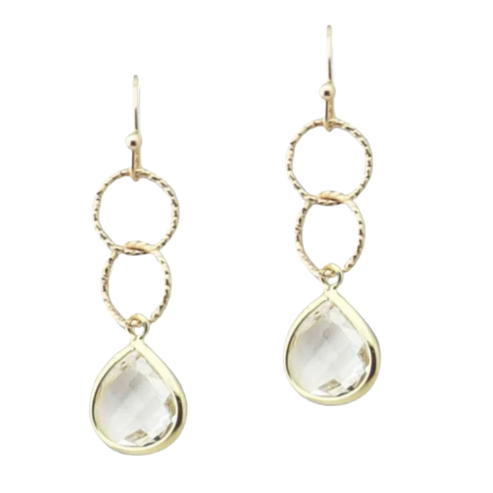 Good Feelings Interlocking Circle Faceted Teardrop Earring