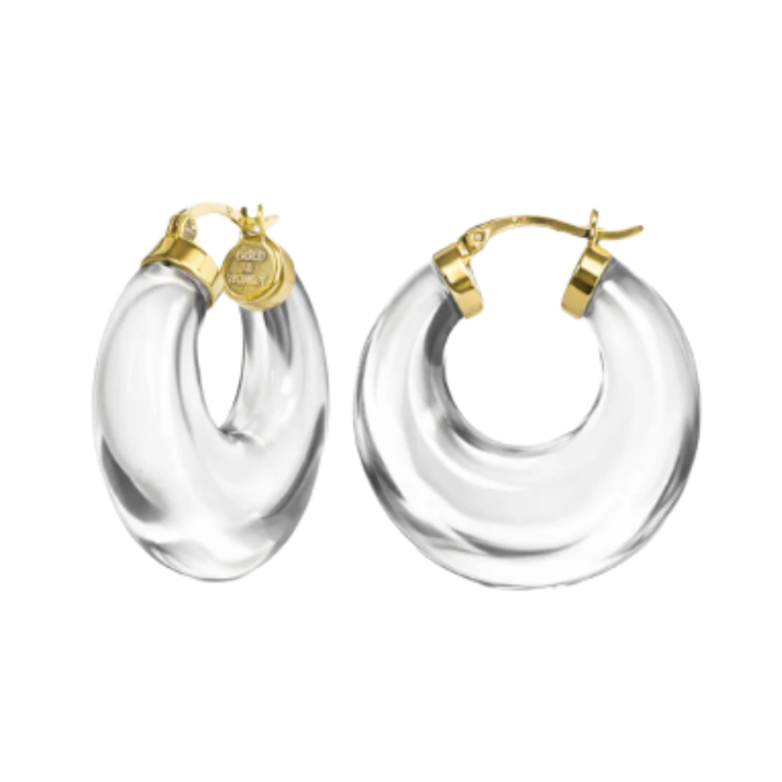 Gold And Honey Clear Chunky Graduated Hoop Earrings