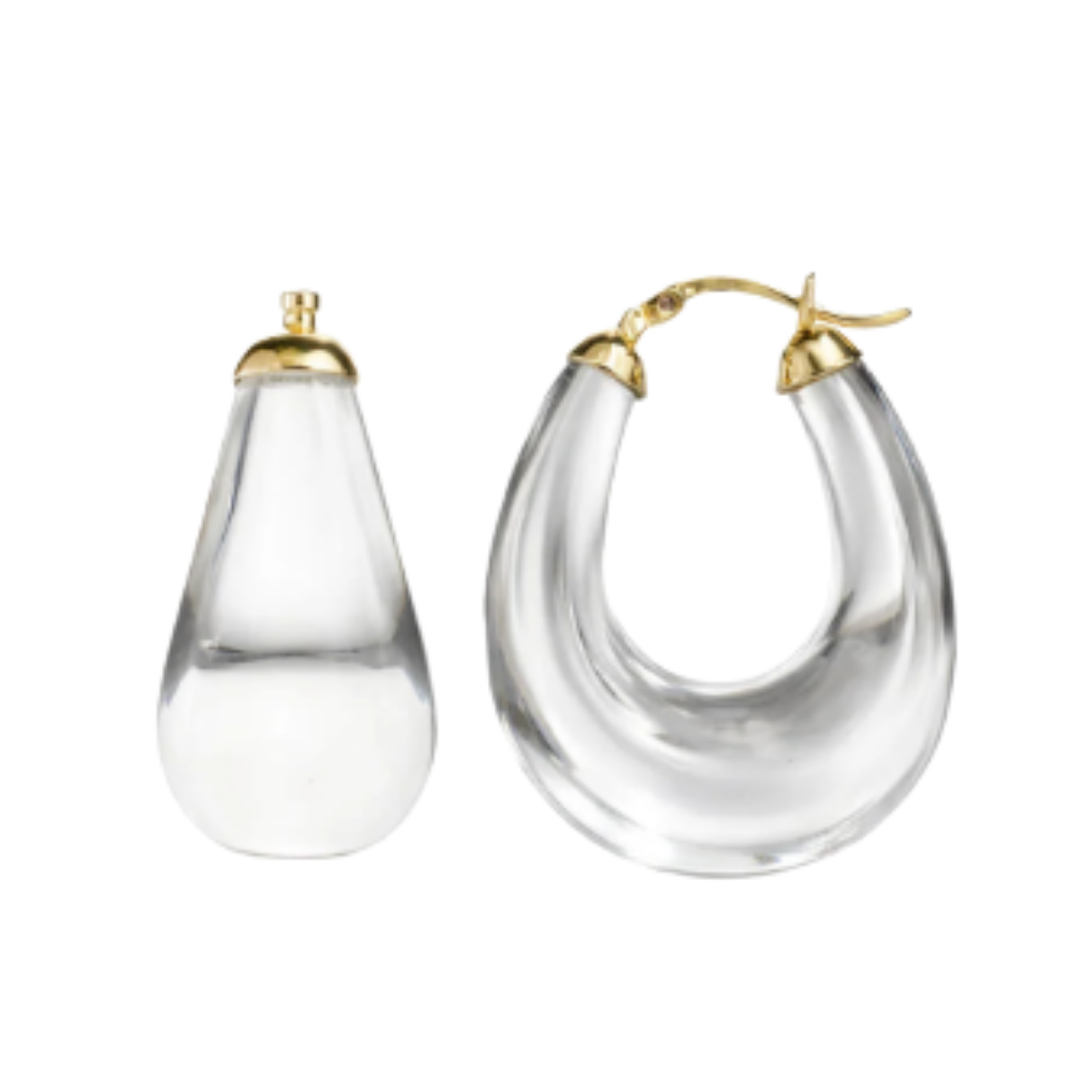Gold And Honey Clear Chunky Graduated Hoop Earrings