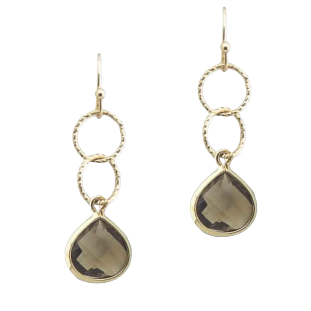 Good Feelings Interlocking Circle Faceted Teardrop Earring