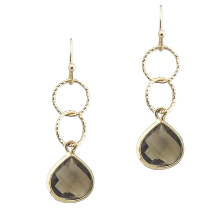 Good Feelings Interlocking Circle Faceted Teardrop Earring