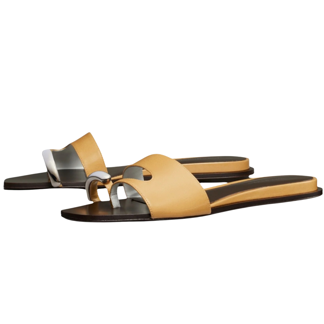 Tory Burch Pierced Slide Crinkle Patent Leather