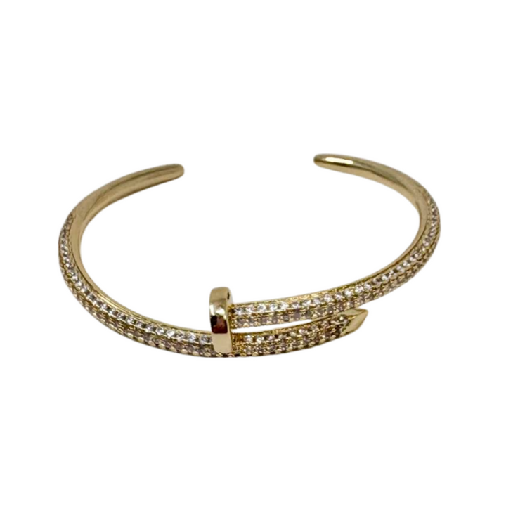 Silver Houston Gold Dipped Nail Cuff Bracelet