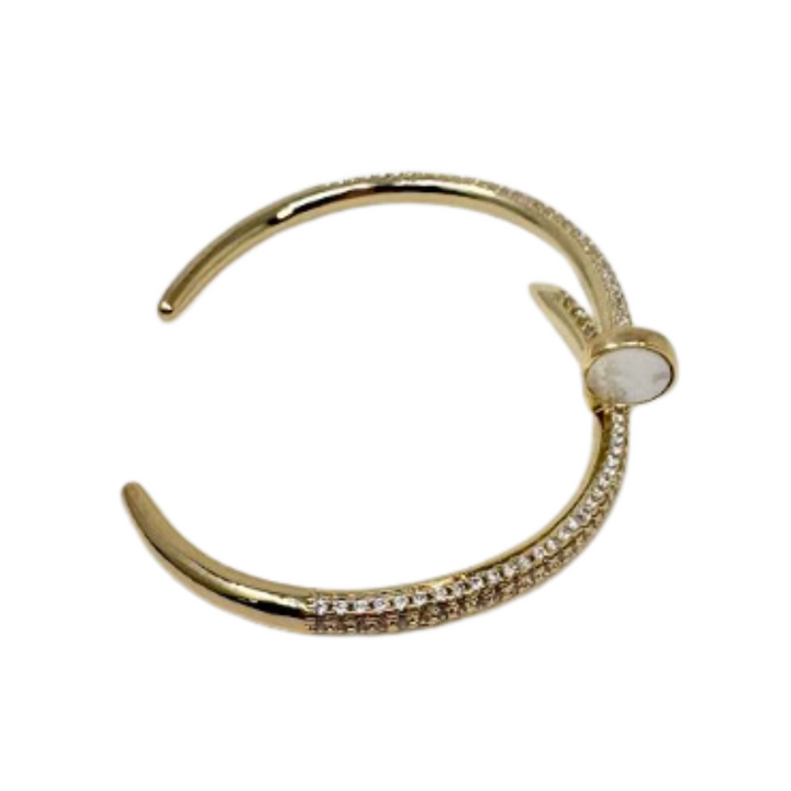Silver Houston Gold Dipped Nail Cuff Bracelet