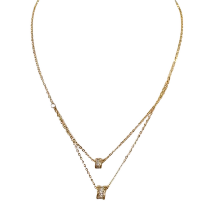Silver Houston Double Round Pendant Necklace
