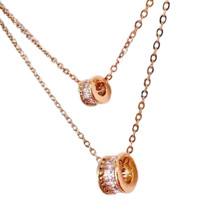 Silver Houston Double Round Pendant Necklace