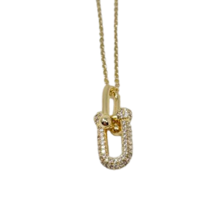 Silver Houston Double link Pendant Necklace