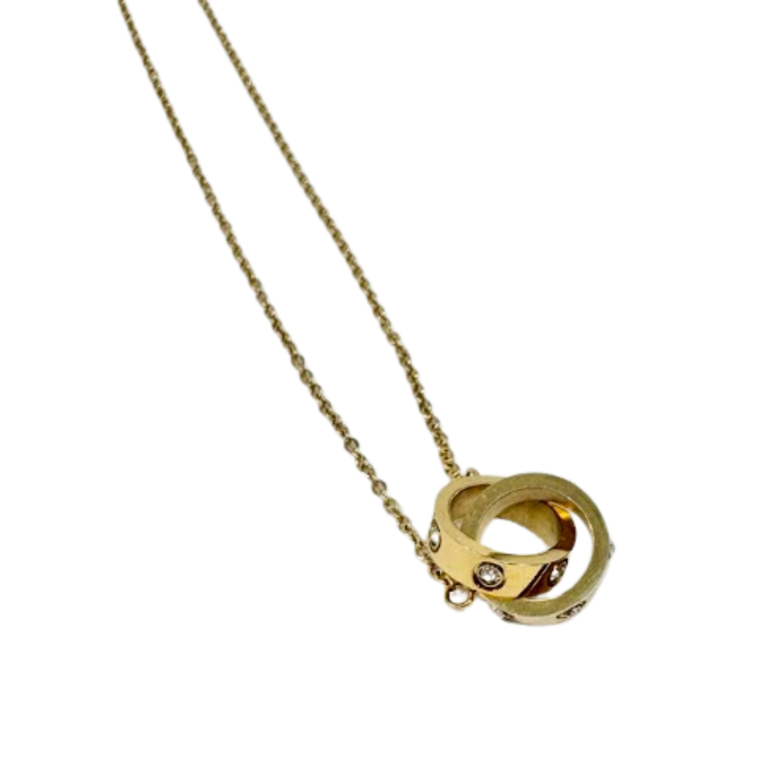 Silver Houston Double Gold Ring Necklace