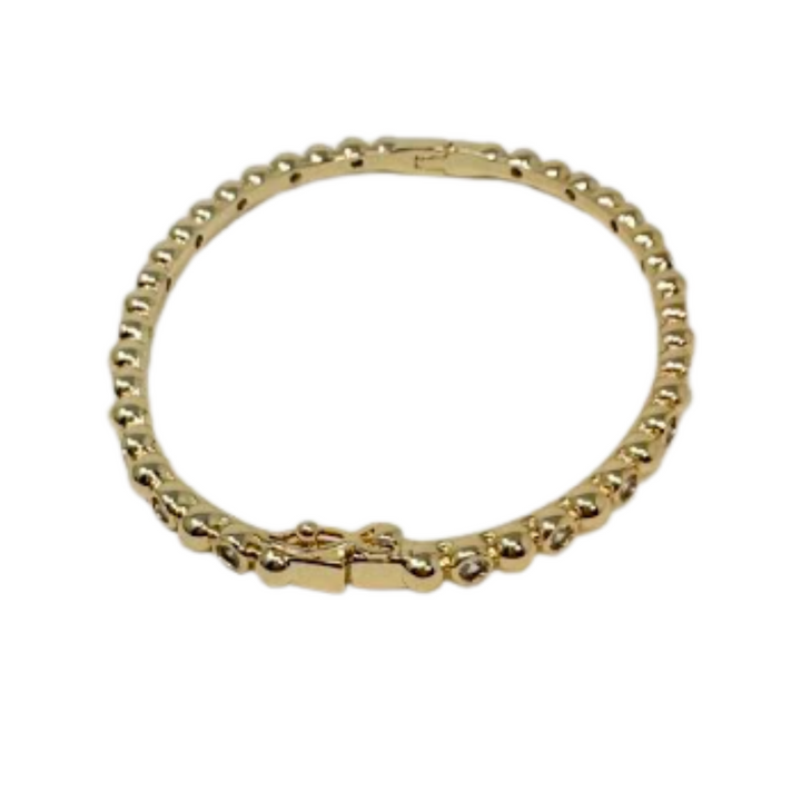 Silver Houston Round Cut Gold Bangle Bracelet