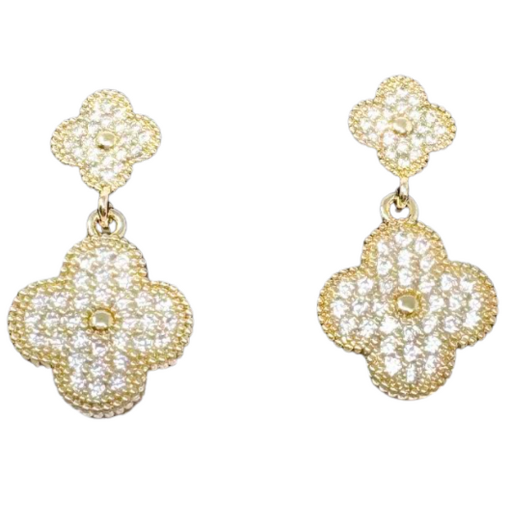 Silver Houston Clover Gold Dangle Earrings
