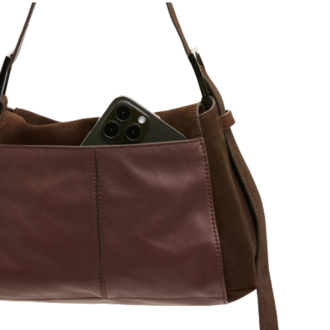 Hammitt Bryant Med Belted Suede Gunmetal