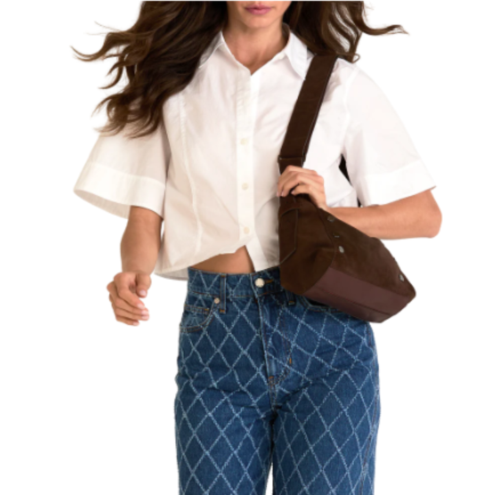 Hammitt Bryant Med Belted Suede Gunmetal
