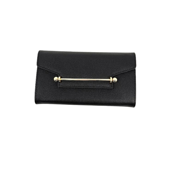 Just Robyn Designs Gold Bar Black Caviar Leather Clutch