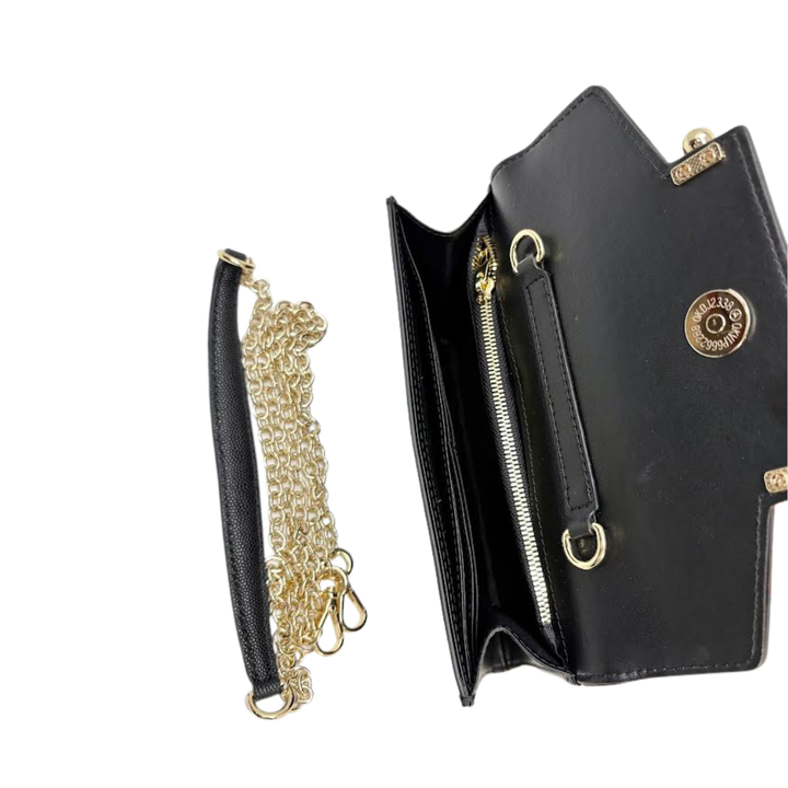 Just Robyn Designs Gold Bar Black Caviar Leather Clutch