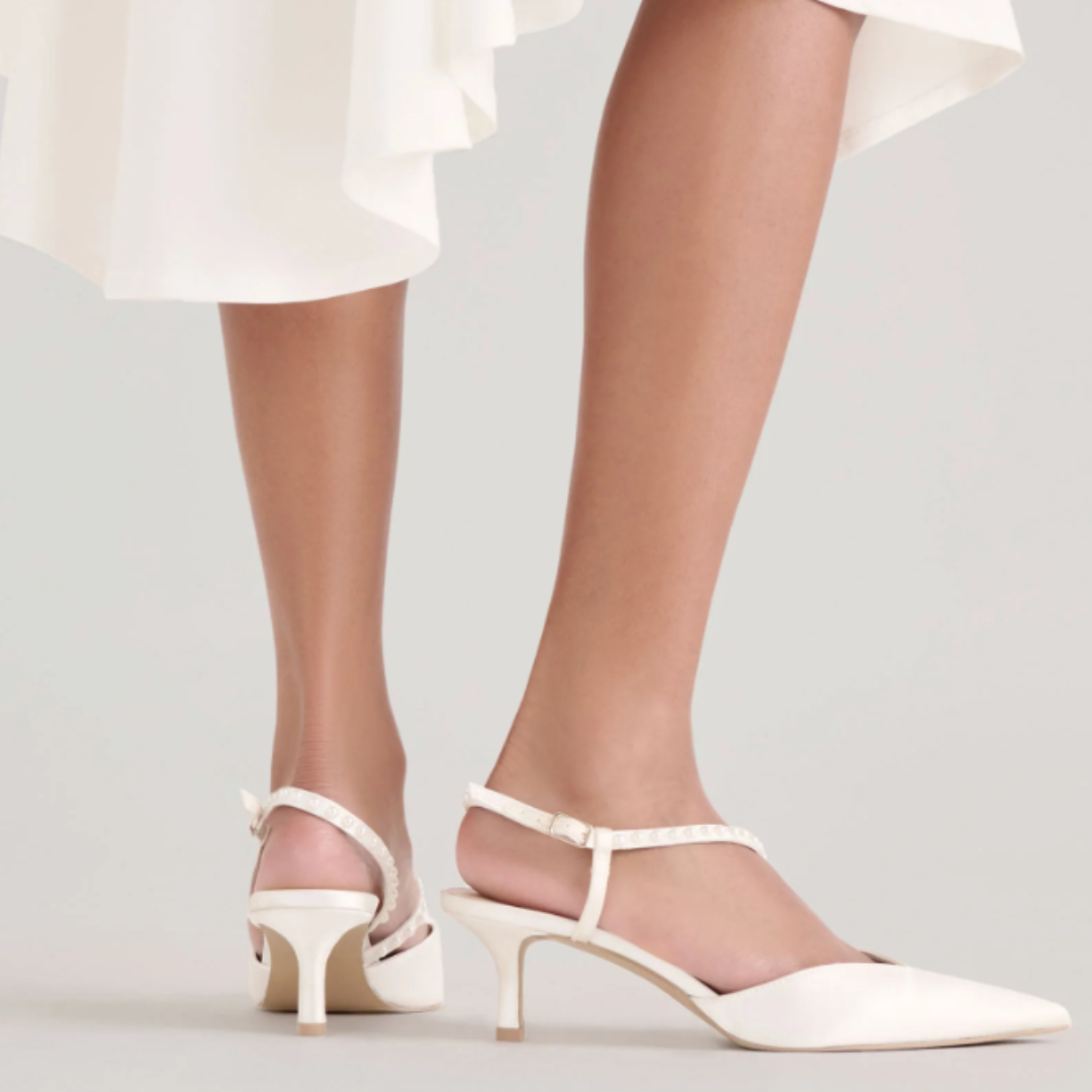Dolce Vita Kamra Pearl Mid Heels True White Satin