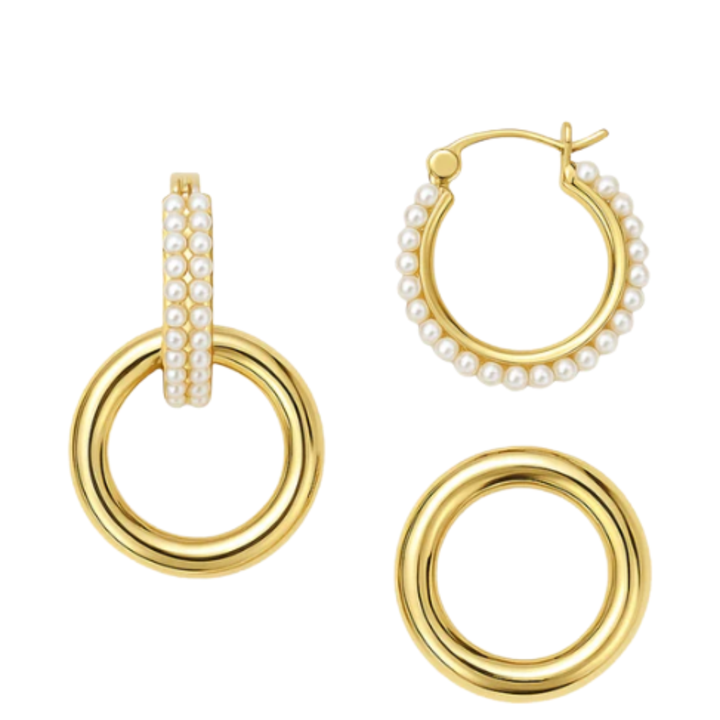 Kinsey Designs Holland Pearl Convertible Gold Hoop Earrings