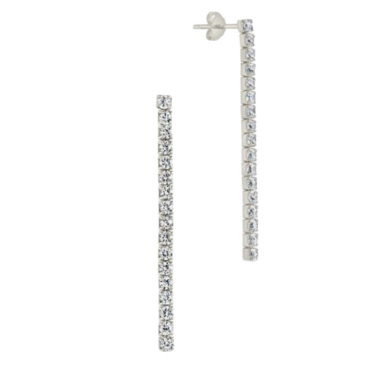 Sterling Forever CZ Linear Drop Earrings