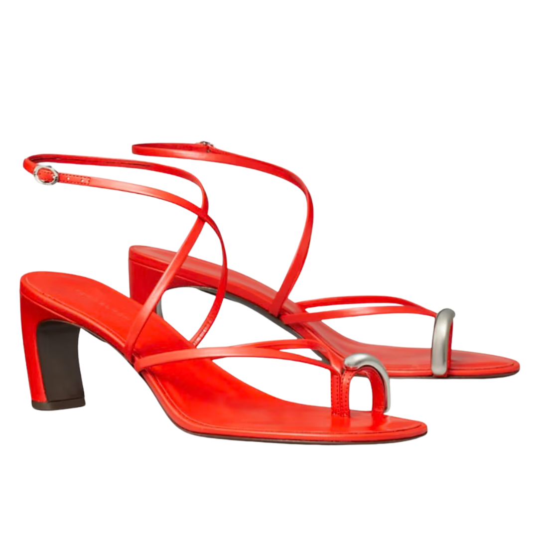 Tory Burch Pierced Multi-Strap Heeled Sandal