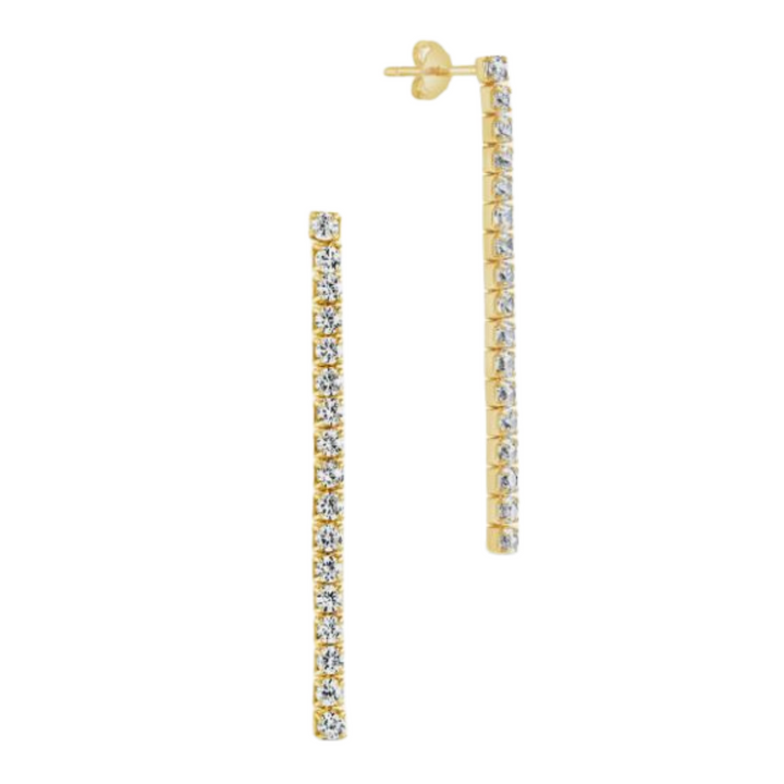 Sterling Forever CZ Linear Drop Earrings