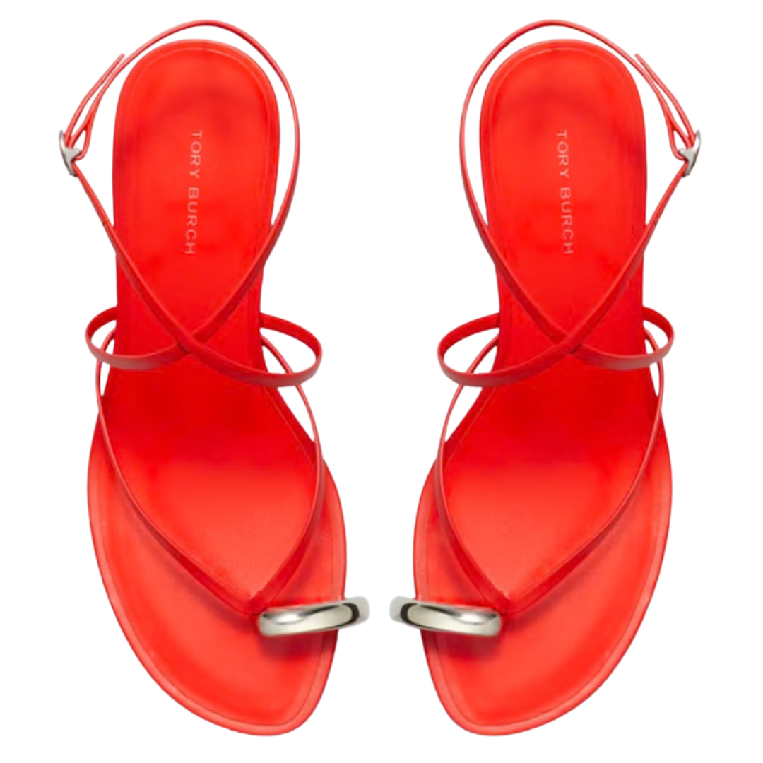 Tory Burch Pierced Multi-Strap Heeled Sandal