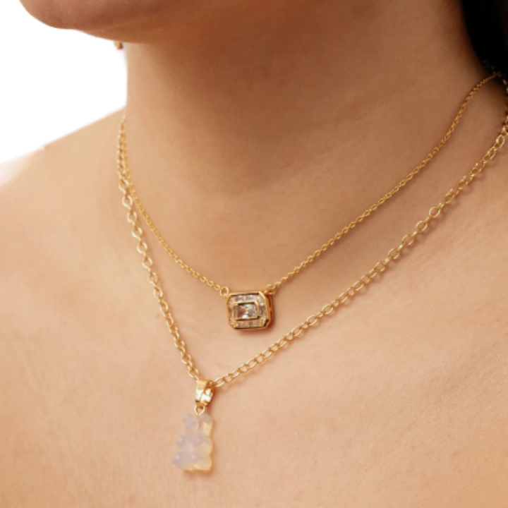 Crystal Haze Baguette Frame Necklace