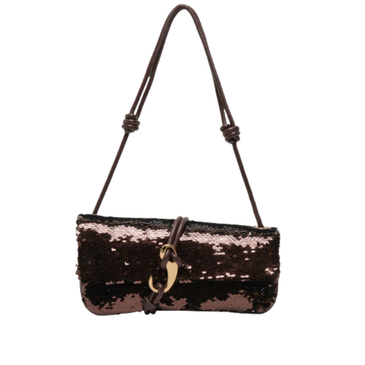 Dolce Vita Alice Baguette Shoulder Bag Brown Sequin