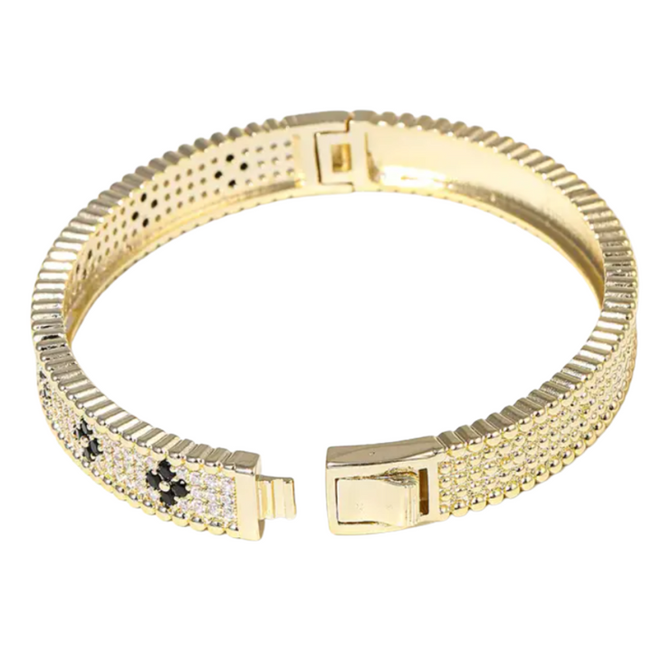 Silver Houston Pave Clover Bangle Bracelet