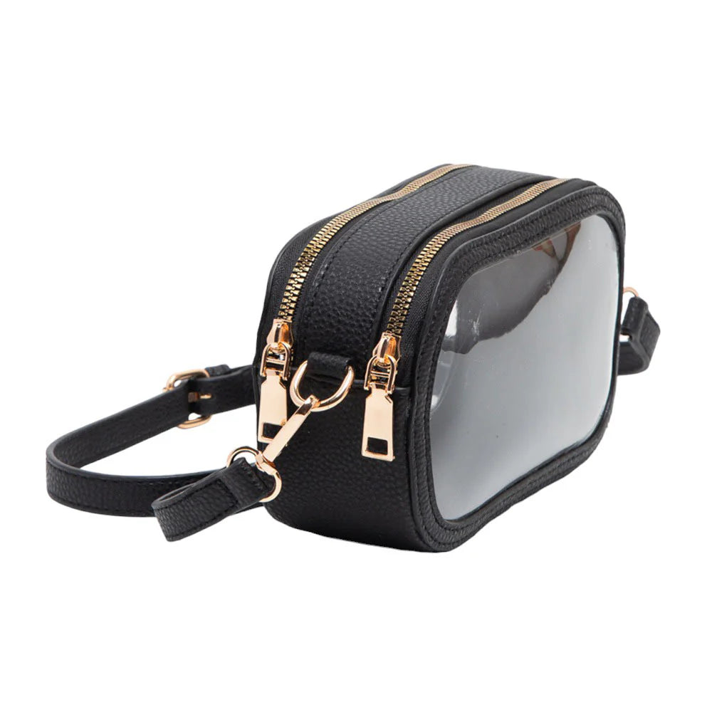 Good Feelings Clear Oval Double Zip Crossbody Handbag