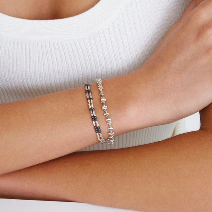 Chan Luu Etched Silver Nugget Bracelet