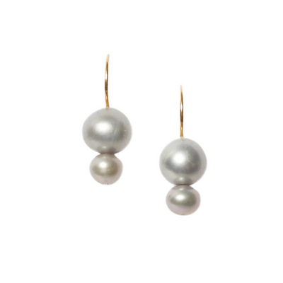 Chan Luu Phoebe Drop Earrings Grey Pearl