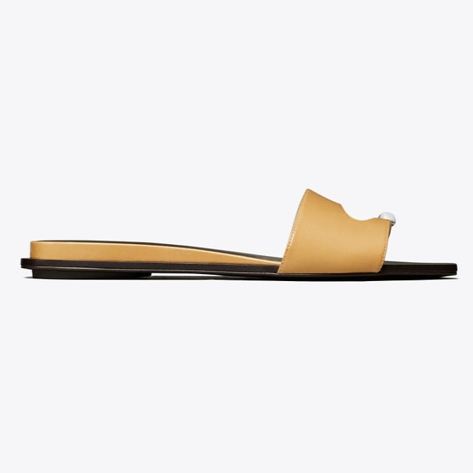 Tory Burch Pierced Slide Crinkle Patent Leather