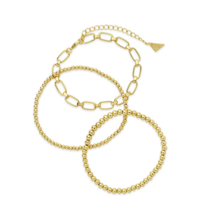 Sterling Forever Chain & Bead Bracelets (Set of 3)