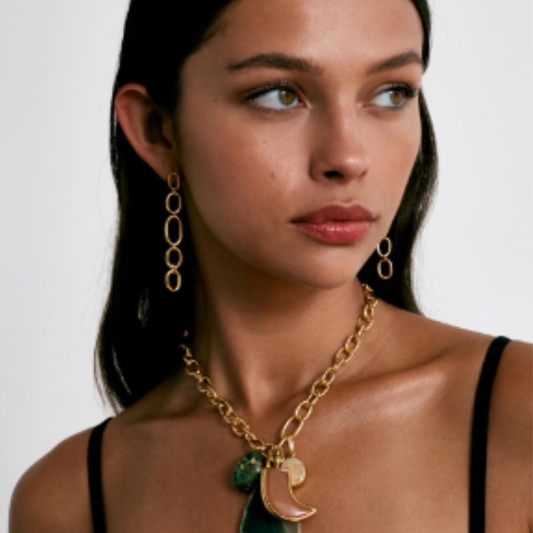 Chan Luu Chain Drop Earrings Gold Mix